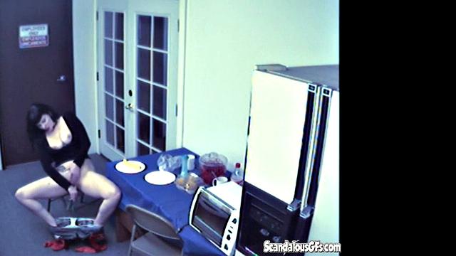 Brunette rubbing and Masturbating with Vegetable