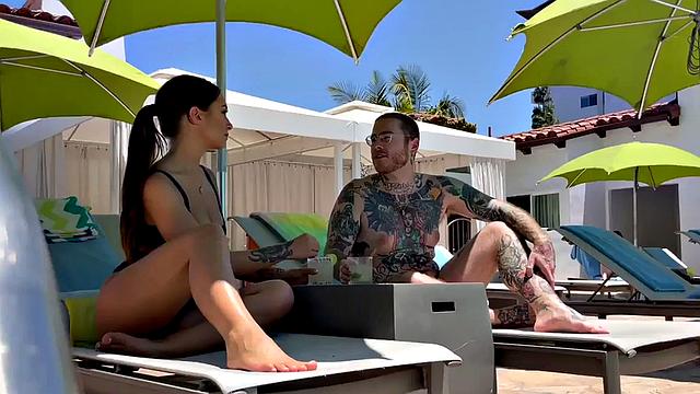 Strapon babe fucks BFs asshole after blowjob