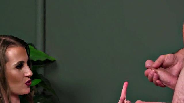 Voyeur babe in stockings seduces old man till he cums