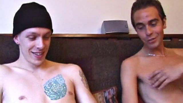 Shane is back and he's with Vincenzo, who's never done anything with another guy. After they both get naked, Vincenzo gets curious about his friend's cock and reaches over to grab it.