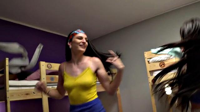 Hostel MILFS riding and deepthroating roommates cock