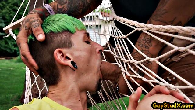 Horny cute twink deepthroating friend's dick