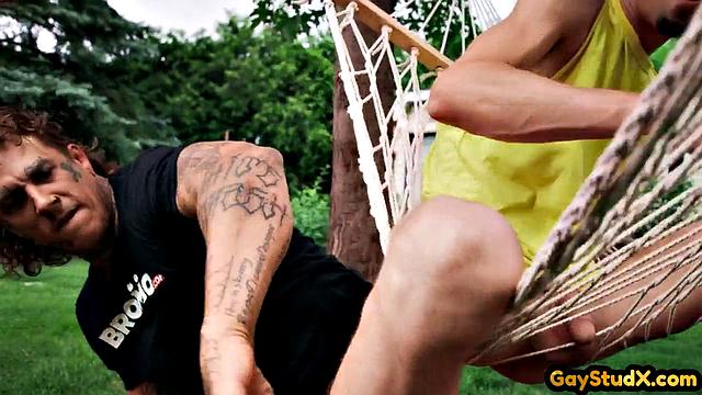 Horny cute twink deepthroating friend's dick