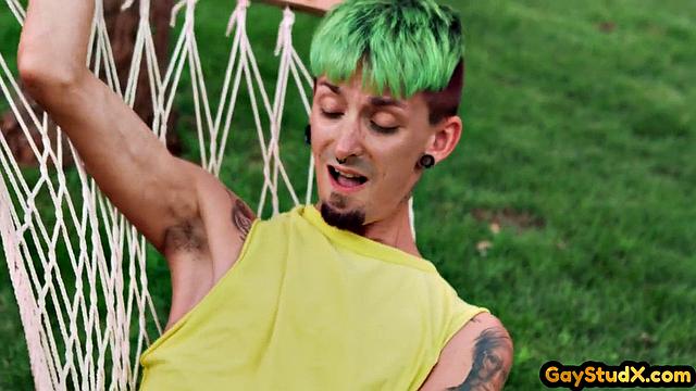 Horny cute twink deepthroating friend's dick