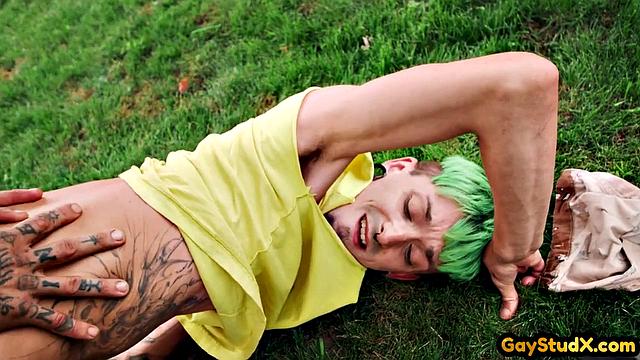 Horny cute twink deepthroating friend's dick