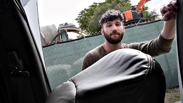 Picked up straight stud fucks gay ass in van for money