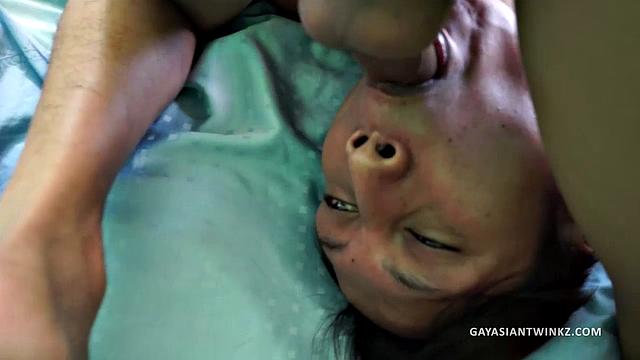 These two cute Asian twinks amuse themselves with the new double sided dildo Rave brought over. Rave wants Gilbert to have anal penetration play with him before bareback sex.