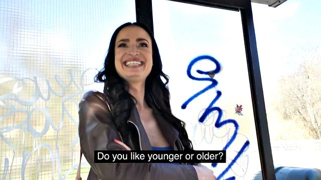 Real busty MILF in stockings gets POV fucked for cash