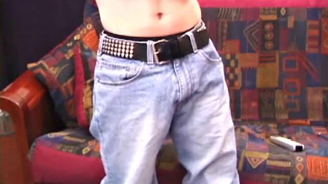 With a light goatee and pierced chin, skater boy Chase Hunter has that edgy thing going on. He shows off the bulge in his briefs, Then pulls them down to get busy.