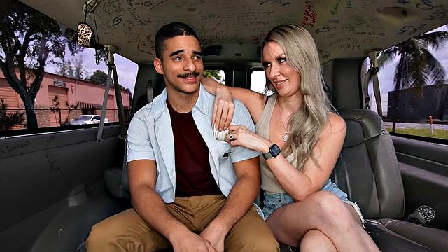 Straight amateur stud fucks tied-up guy in public outdoor van