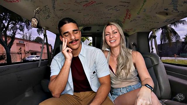 Straight amateur stud fucks tied-up guy in public outdoor van