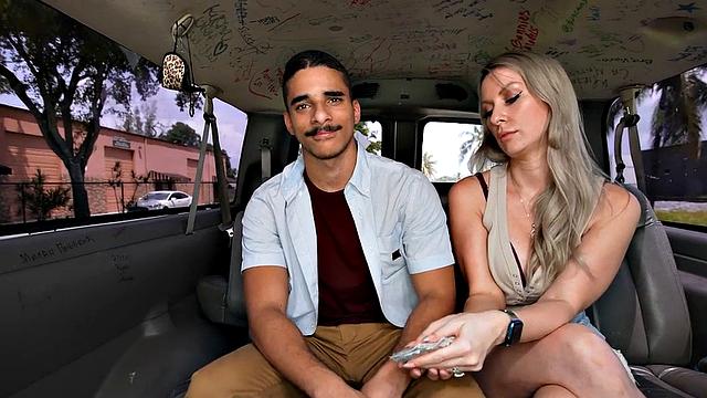 Straight amateur stud fucks tied-up guy in public outdoor van