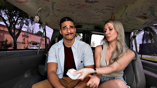 Straight amateur stud fucks tied-up guy in public outdoor van