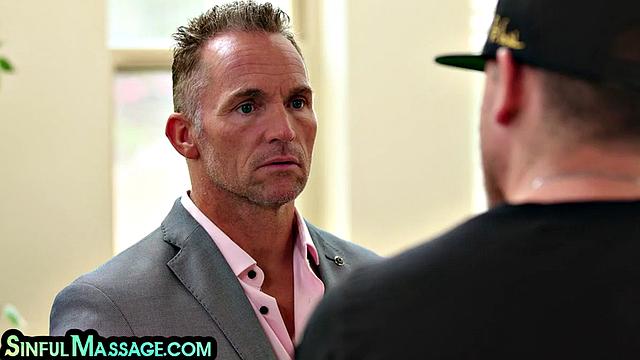 Stunning blonde babe riding a guy