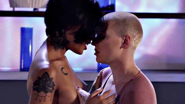 Busty lesbian licking asian pussy before getting fingered