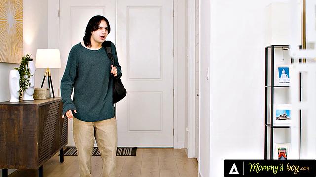 MOMMY'S BOY - Naturally Stacked Redhead Lauren Phillips Caught Doing Naked Yoga By Stepson