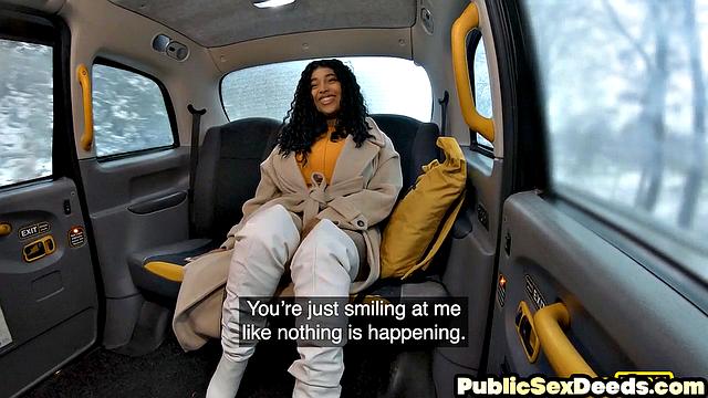 Horny Bigtitted ebony fucked in car