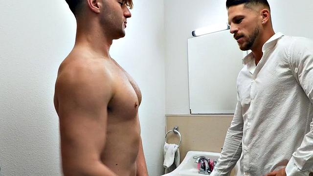 Office stud barebacked in ass and jizzed by colleague