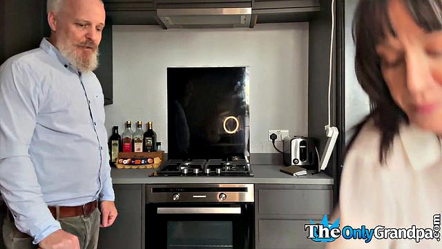 pervy grandpa gets cockridden by a MILF