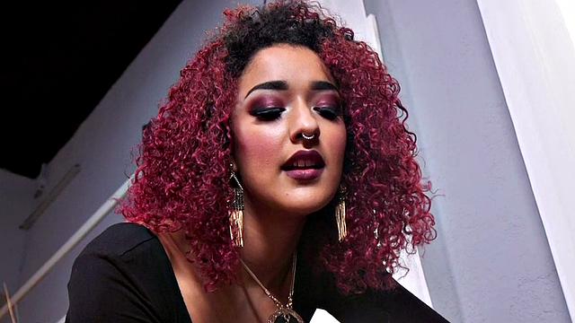 BDSM whipping redhead fucks sub with strapon