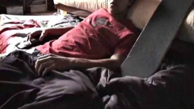 Jayden stands his skateboard up and then lies down in front of the camera to begin his solo jerk off. Getting to his favorite spot, he begins rubbing himself, before releasing his hard cock.