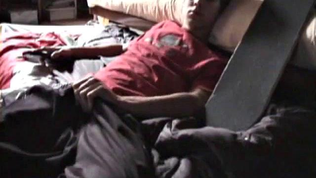 Jayden stands his skateboard up and then lies down in front of the camera to begin his solo jerk off. Getting to his favorite spot, he begins rubbing himself, before releasing his hard cock.