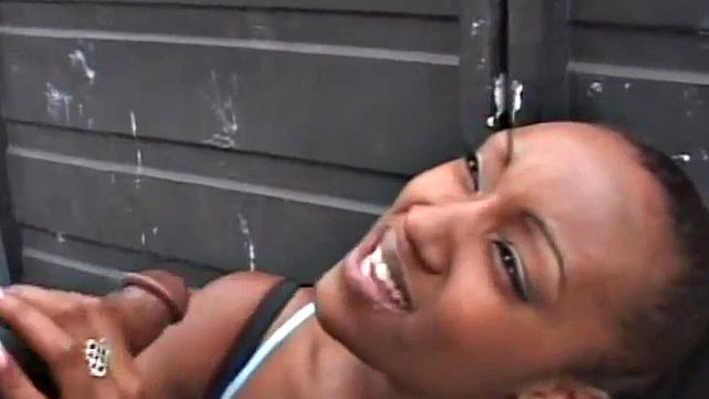 A hot ebony amateur suck and ride a big black cock in the outdoors