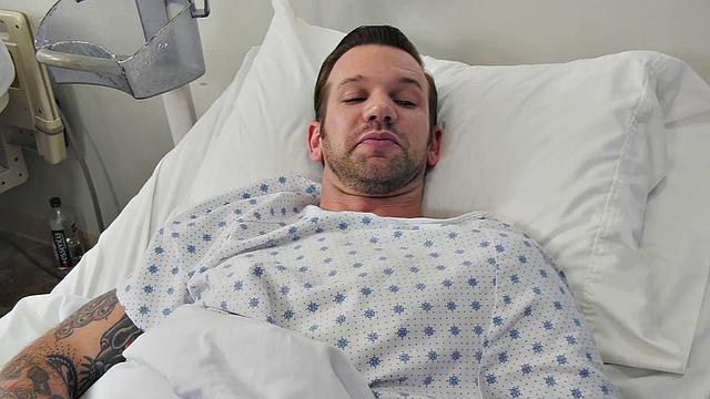 Busty trans nurse riding bareback during check up