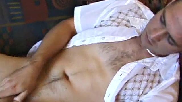 Chad Burton strokes his thick cock and can't hold back his intense orgasm