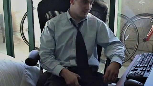 Returning home from work, Darrell starts some porn on his computer. He works up a bulge in his pants, before exposing his huge dick. After the shirt comes off, we see an awesome gym build on this straight boy.