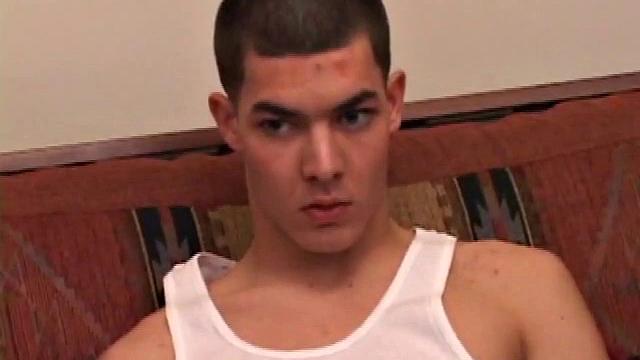 Brennan Stark gets a porn video going, as he tells us how he's going to eat his load. He pulls his pants off and strokes his hard cock, until he blasts a nut onto a nearby clipboard. Then he licks the cum clean.