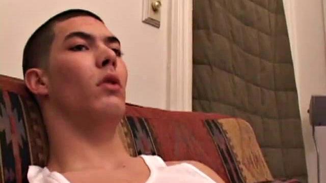 Brennan Stark gets a porn video going, as he tells us how he's going to eat his load. He pulls his pants off and strokes his hard cock, until he blasts a nut onto a nearby clipboard. Then he licks the cum clean.