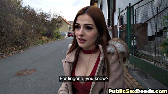 Public dirty beauty fucked hardcore by big white dick