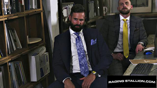 Sharp Dressed Bearded Hunk in Epic Group Fuck - RagingStallion