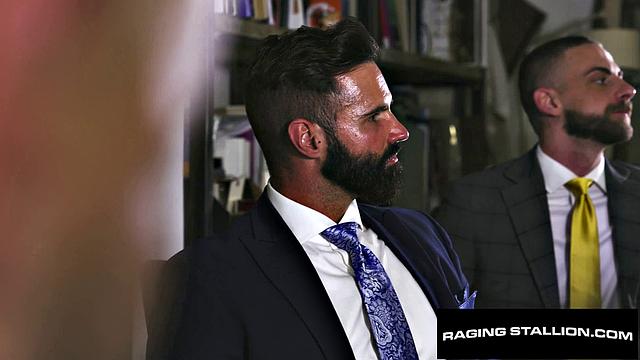 Sharp Dressed Bearded Hunk in Epic Group Fuck - RagingStallion