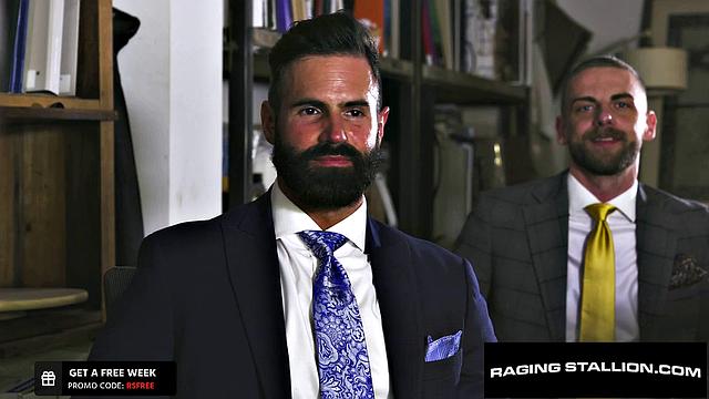 Sharp Dressed Bearded Hunk in Epic Group Fuck - RagingStallion