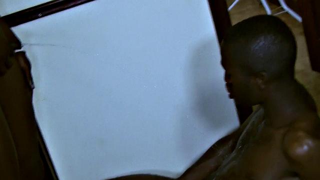 Sucking slim Ebony rides unsaddled dick before peeing