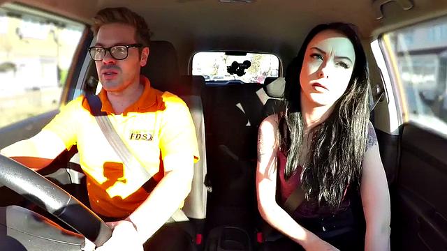 Inked UK babe stuffed by tutor after driving lesson
