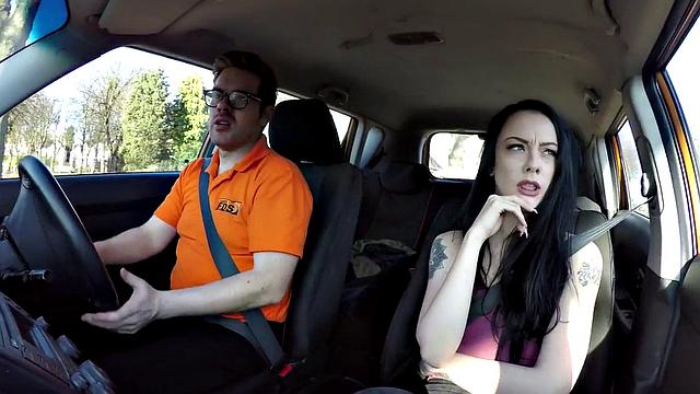 Inked UK babe stuffed by tutor after driving lesson