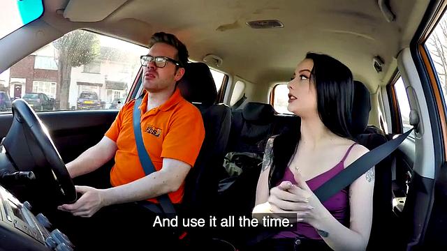 Inked UK babe stuffed by tutor after driving lesson