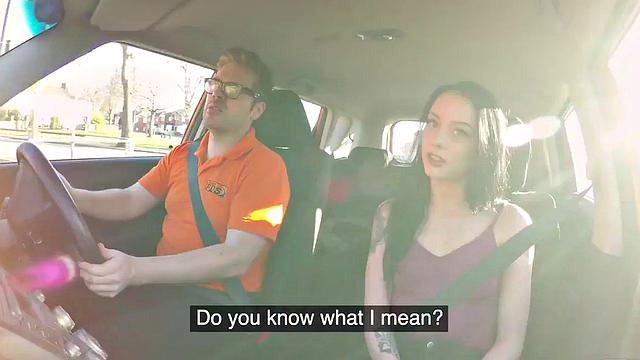 Inked UK babe stuffed by tutor after driving lesson