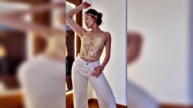 yellow corset redhead fitgirl