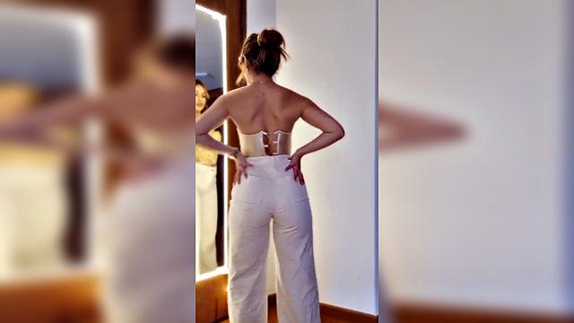 yellow corset redhead fitgirl