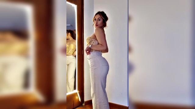 yellow corset redhead fitgirl