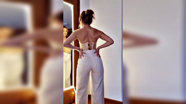 yellow corset redhead fitgirl