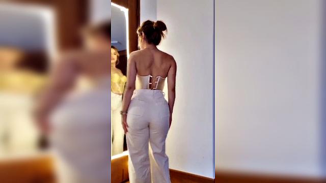 yellow corset redhead fitgirl