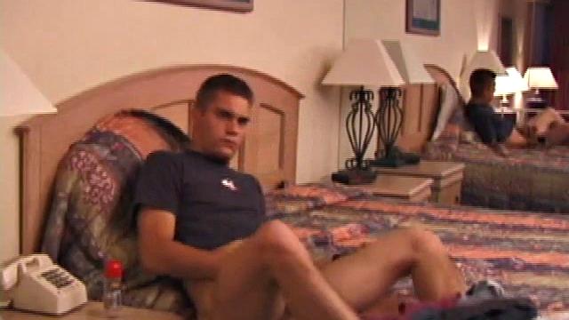 Rick releases his over-sized dick from his jeans. Then he stands in front of a mirror and lubes up. With jeans around his ankles, Rick pulls off the shirt, confirming he's still working out.