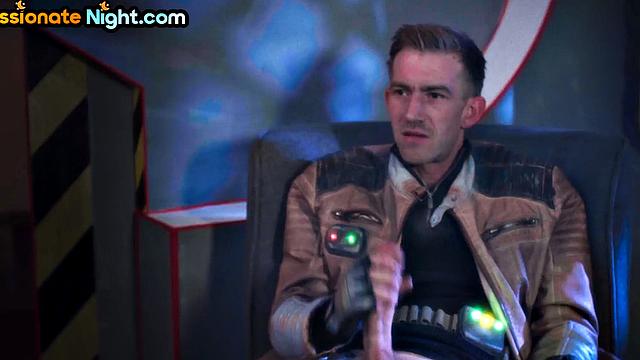 Alien lesbian babes playing with dildo while the captain watches