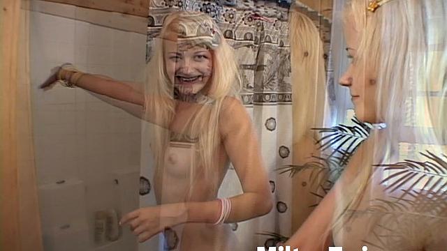 Milton Twins Small tits and Masturbate in Bathtub