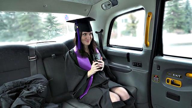 Busty college bae in stockings pounded by cab driver